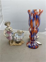 2 pc, Glass Vase, Made in Japan Planter