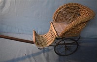 Wicker Rickshaw Doll Carriage