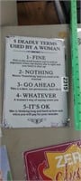 5 DEADLY TERMS, METAL SIGN, NEW