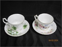 Antique Tea Cups Floral Hand Painted