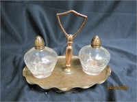 Salt And Pepper Shakers Set With Copper Tray