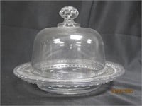 Vintage Depression Glass Butter Plate Dome Cover