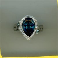 Sterling Ring S12 Blue Gem