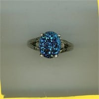Sterling Ring S10 Blue Gem