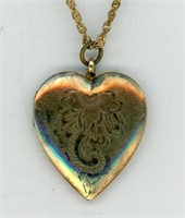 10k On Sterling Heart Locket Necklace 18”