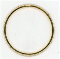 Gold Tone Seed Pearl Bangle Bracelet