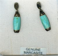 Turquoise Marcasite Earrings New