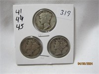 Mercury Dimes Set of 3 41,44,45