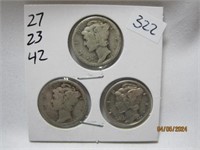 Mercury Dimes Set of 3 27,23,42