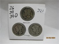 Mercury Dimes Set of 3 26,39,39-D