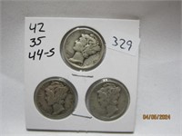 Mercury Dimes Set of 3 42,35,44-S