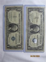 (2) $1 Bill Blue Seal 1957