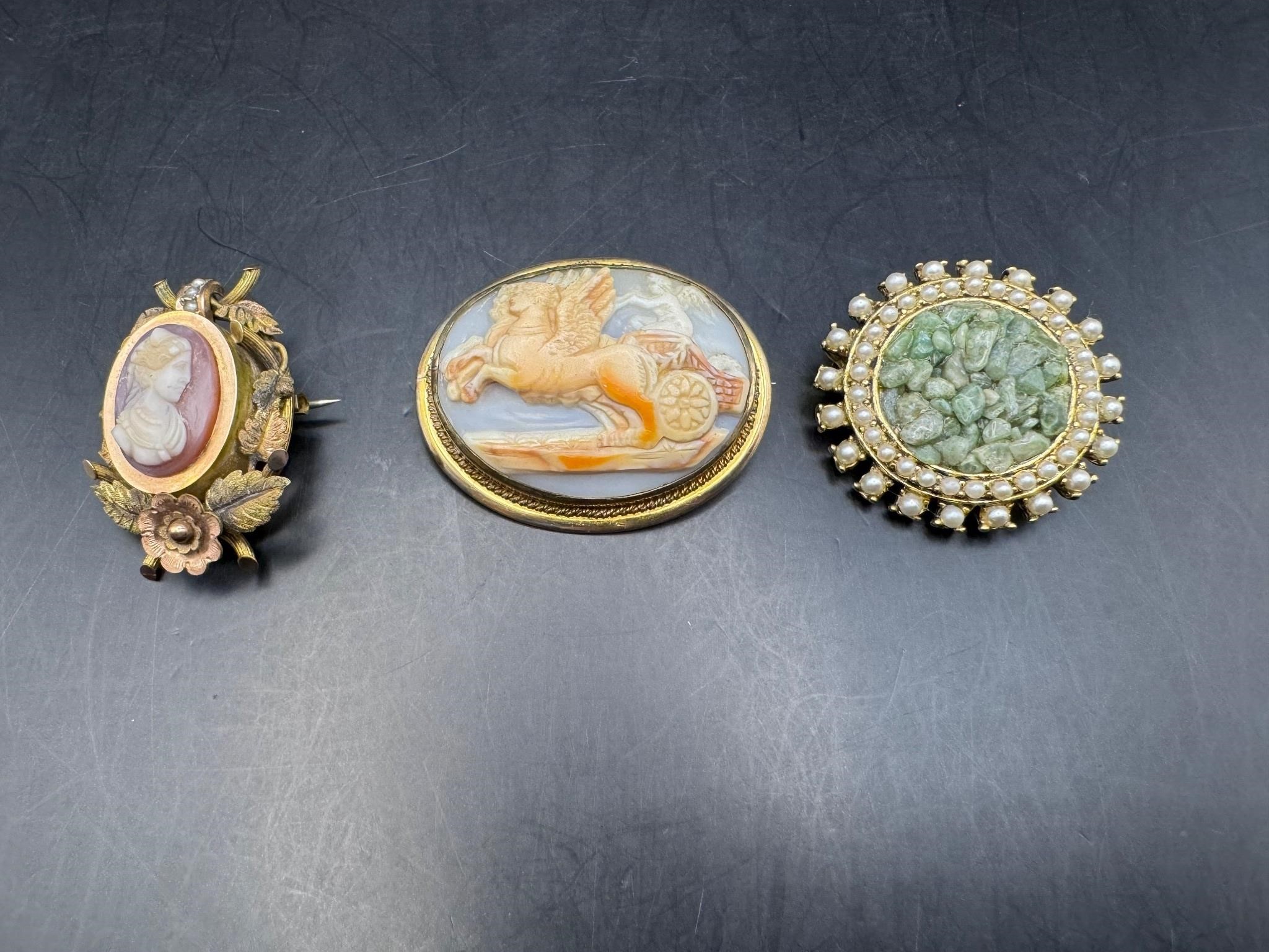 Antique Cameo & Stone Brooches