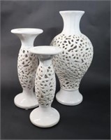 White Cut Out Porcelain Vase, Bombay Candle