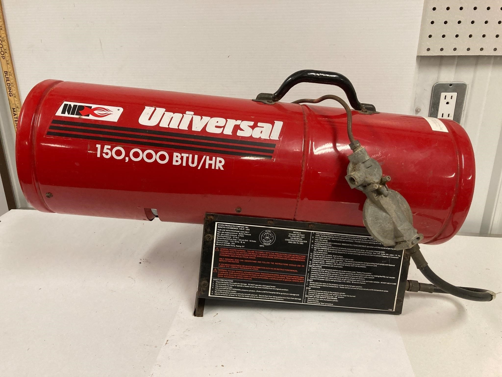 Universal 150,000 BTU propane heater.