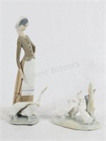 NAO by Lladro " Girl with Geese & Geese Figurines