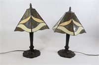 Set of Artisian Style Glass Stain Table Lamps