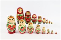 Two Sets of Russian Han Painted Nesting Dolls