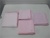 Vtg Four New Baby Blankets Largest 36"x 36"