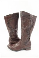 Ladies Leather Cut Out Brown Boots