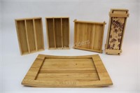 Wooden Accent Trays - Candles, Wine & Utensils