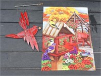Outdoor Cloth Banner & Stain Glass Cardinal