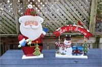 Metal Floor Santa & Let it Snow Decorative Signage