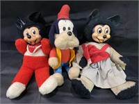VTG Rubber Fave Mickey & Minnie Dolls w/ Goofy