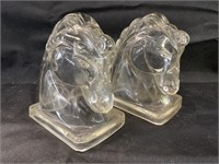 VTG Federal Horse Head Glass Bookends