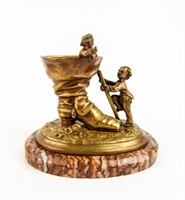 Brass Boys Playing In Shoe Matchstick Holder