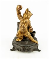 Cast Metal Dancing Bear Matchstick / Candle Holder