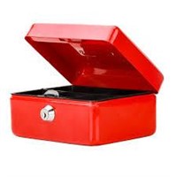 Small Red Metal Cash Box w/2 Keys A14