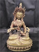 VTG Tibetan Goddess Brass 10" Statue