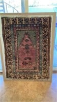 Vintage Turkish Prayer Rug On Display Board 36x50