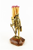 Brass Man With Lantern Matchstick Holder