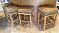 4 Padded Wood Barstools 19x21x31 in Tall
