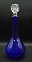 Cobalt Blue Glass Decanter Bottle w/ Stopper