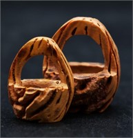 Hand Carved Peach Pit Baskets