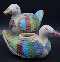 Primitive Style Ceramic Duck Candle Holders