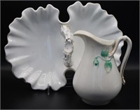 Antique Porcelain Serving Tray & Creamer