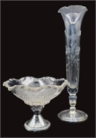 Weighted Sterling & Glass Compote & Bud Vase