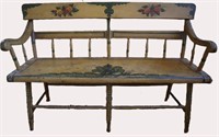 ca Late19th Century Hand Painted Deacon's Bench