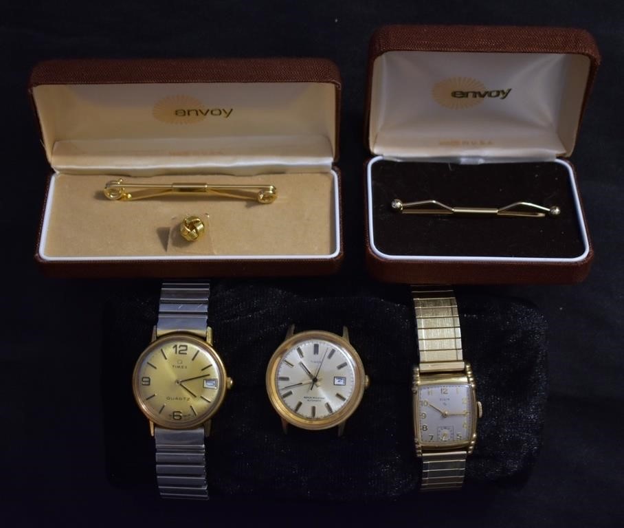 Vintage Men's Tie Tacks, Pin & Watches - Elgin