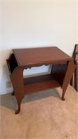 Antique End Table with magazine Rack 29 in w, 26