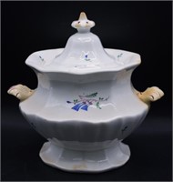 ca 1850 English Hand Painted Bone China Sugar Bowl