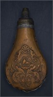 Civil War Era Embossed Copper Powder Flask