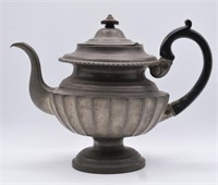 Antq. American Pewter Babbitt Crossman & Co Teapot