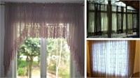 Household Curtains - Sheer Greens & Pinks & Beaded
