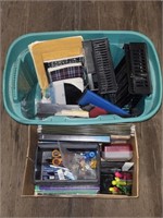 Bin & box of office supplies
