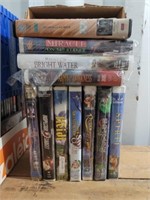 Box of vintage vhs tapes